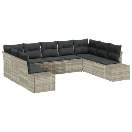 Juego de Sofá de Jardín de 9 Piezas con Cojines Gris Claro Ratán Sintético by , Outdoor sofas - Ref: Foro24-3347222, Price: 6...