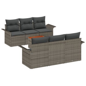 Juego de Sofá de Jardín de 7 Piezas con Cojines Gris Poliratán Acacia de , Sofás de exterior - Ref: Foro24-3347272, Precio: 4...