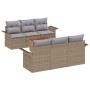 Conjunto de Sofás de Jardín de 7 Piezas con Cojines Beige Polirratan Acacia by , Outdoor sofas - Ref: Foro24-3347273, Price: ...