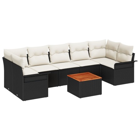 Conjunto de Sofá de Jardín de 8 Piezas con Cojines Negro Poliratán Acacia by , Outdoor sofas - Ref: Foro24-3347292, Price: 47...