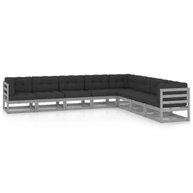Gartenmöbelset 8-teilig mit Kissen graues Kiefernholz von vidaXL, Gartensets - Ref: Foro24-3076886, Preis: 796,62 €, Rabatt: %