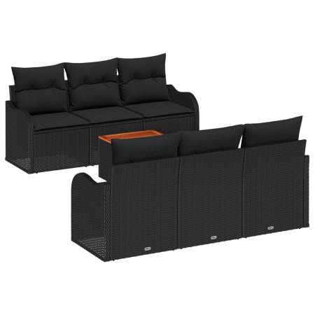 Set de Sofá de Jardín de 7 Piezas con Cojines Ratán Negro,  Sofá de Jardín de 2 Plazas con Cojines Ratán Negro | Foro24.es | Tu tienda online para hogar, jardín y más Foro24.es