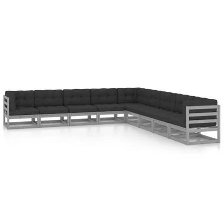 9-piece garden furniture set with gray pine wood cushions by vidaXL, Garden sets - Ref: Foro24-3076896, Price: 884,99 €, Disc...