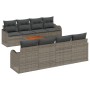 Juego de Sofás de Jardín de 9 Piezas con Cojines Gris Poliratán Acacia, Sofá de Jardín de 2 Plazas con Cojines Gris Poliratán...