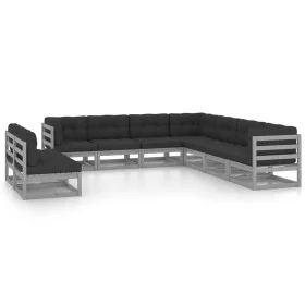 9-piece garden furniture set with gray pine wood cushions by vidaXL, Garden sets - Ref: Foro24-3076906, Price: 885,95 €, Disc...