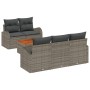 Conjunto de sofá de 6 piezas con cojines gris de poliratán y madera de acacia by , Outdoor sofas - Ref: Foro24-3347517, Price...