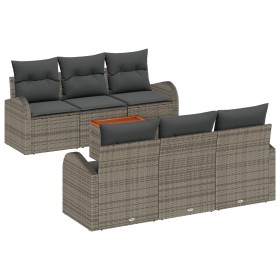 Conjunto de Sofás de Jardín de 7 Piezas con Cojines Gris Poliratán Acacia by , Outdoor sofas - Ref: Foro24-3347524, Price: 47...