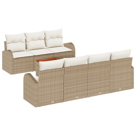 Juego de Sofá de Jardín de 8 Piezas con Cojines Beige de Poliratán Acacia by , Outdoor sofas - Ref: Foro24-3347540, Price: 53...