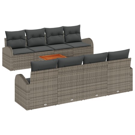 Conjunto de Sofás de Jardín de 9 Piezas con Cojines Gris de Poliratán Acacia by , Outdoor sofas - Ref: Foro24-3347552, Price:...