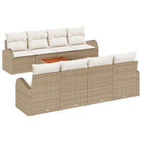Juego de Sofá de Jardín de 9 Piezas con Cojines Beige de Ratán de Poliéster by , Outdoor sofas - Ref: Foro24-3347554, Price: ...