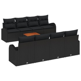 Juego de Sofás de Jardín de 9 Piezas con Cojines Negro Poliratán Acacia by , Outdoor sofas - Ref: Foro24-3347555, Price: 588,...