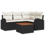 Juego de Sofá de Jardín de 5 Piezas con Cojines Negros de Ratán de Polietileno Acacia von , Outdoor-Sofas - Ref: Foro24-33475...
