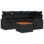 Conjunto de Sofá de Jardín de 5 Piezas con Cojines Negro Poliratán Acacia by , Outdoor sofas - Ref: Foro24-3347576, Price: 33...