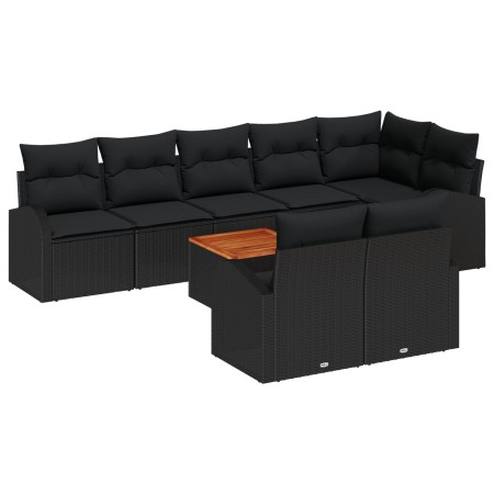Juego de Sofá de Jardín de 9 Piezas con Cojines Negro Poliratán Acacia by , Outdoor sofas - Ref: Foro24-3347597, Price: 618,3...