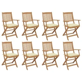 Klappbare Gartenstühle 8 Stück und Kissen aus massivem Akazienholz von vidaXL, Gartenstühle - Ref: Foro24-3075102, Preis: 396...