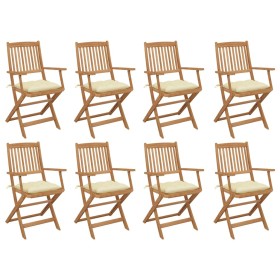 Klappbare Gartenstühle 8 Stück und Kissen aus massivem Akazienholz von vidaXL, Gartenstühle - Ref: Foro24-3075102, Preis: 454...