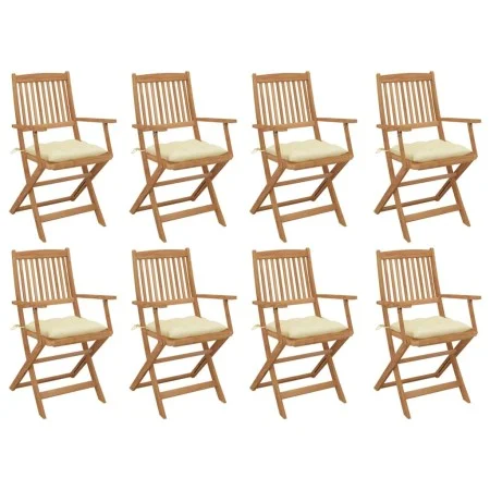 Folding garden chairs 8 units and solid acacia wood cushions by vidaXL, Garden chairs - Ref: Foro24-3075102, Price: 396,54 €,...