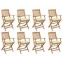 Folding garden chairs 8 units and solid acacia wood cushions by vidaXL, Garden chairs - Ref: Foro24-3075102, Price: 396,54 €,...