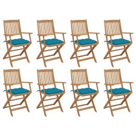 8 Stück klappbare Gartenstühle und Kissen aus massivem Akazienholz von vidaXL, Gartenstühle - Ref: Foro24-3075104, Preis: 455...
