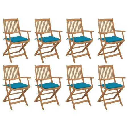 8 Stück klappbare Gartenstühle und Kissen aus massivem Akazienholz von vidaXL, Gartenstühle - Ref: Foro24-3075104, Preis: 404...
