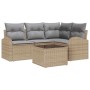 Conjunto de sofá de jardín con cojín 5 pcs Beige Poliratán