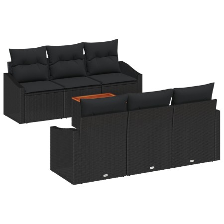 Juego de Sofás de Jardín de 7 Piezas con Cojines Negro Poliratán Acacia by , Outdoor sofas - Ref: Foro24-3347779, Price: 473,...