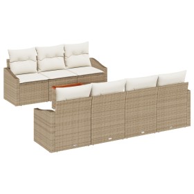 Conjunto de Sofá de Jardín de 8 Piezas con Cojines Beige de Ratán Poliéster by , Outdoor sofas - Ref: Foro24-3347792, Price: ...