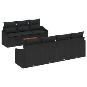 Juego de Sofás de Jardín de 8 Piezas con Cojines Ratán Negro Acacia by , Outdoor sofas - Ref: Foro24-3347793, Price: 518,23 €...