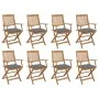 8 pcs folding garden chairs and solid acacia wood cushions by vidaXL, Garden chairs - Ref: Foro24-3075101, Price: 390,01 €, D...