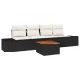Conjunto de Sofá de Jardín de 5 Piezas con Cojines Negro Poliratán Acacia von , Outdoor-Sofas - Ref: Foro24-3347887, Preis: 3...