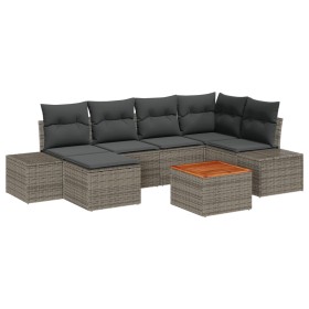 Conjunto de Sofás de Jardín de 7 Piezas con Cojines Gris Poliratán Acacia by , Outdoor sofas - Ref: Foro24-3347979, Price: 43...
