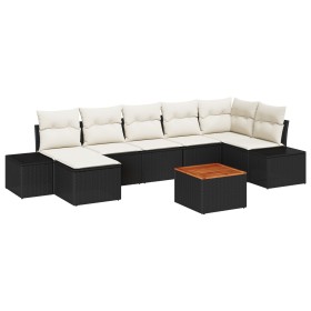 Juego de Sofá de Jardín de 8 Piezas con Almohadones Negro Polirratán Acacia by , Outdoor sofas - Ref: Foro24-3347985, Price: ...