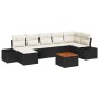 Juego de Sofá de Jardín de 8 Piezas con Almohadones Negro Polirratán Acacia by , Outdoor sofas - Ref: Foro24-3347985, Price: ...