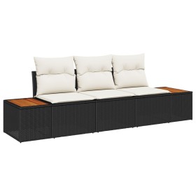 Conjunto de Sofá de Jardín de 3 Piezas con Cojines Negro Ratán by , Outdoor sofas - Ref: Foro24-3348013, Price: 250,32 €, Dis...