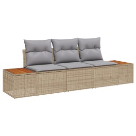 Juego de Sofá de Jardín de 3 Piezas con Cojines Beige de Poliratán Acacia von , Outdoor-Sofas - Ref: Foro24-3348016, Preis: 2...