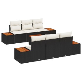Juego de Sofá de Jardín de 7 Piezas con Cojines Negro Ratán de Polietileno Acacia by , Outdoor sofas - Ref: Foro24-3348028, P...