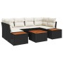 Juego de Sofá de Jardín de 7 Piezas con Cojines Negro Poliratán Acacia von , Outdoor-Sofas - Ref: Foro24-3348033, Preis: 465,...