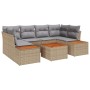 Juego de sofá de jardín de 7 piezas con cojines beige de ratán sintético y acacia von , Outdoor-Sofas - Ref: Foro24-3348036, ...