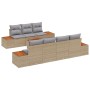 Juego de Sofá de Jardín de 8 Piezas con Cojines Beige Ratán Poliéster Acacia by , Outdoor sofas - Ref: Foro24-3348041, Price:...