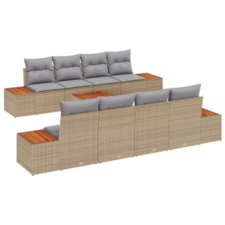 Juego de Sofá de Jardín de 9 Piezas con Cojines Beige Poliratán Acacia by , Outdoor sofas - Ref: Foro24-3348051, Price: 647,0...