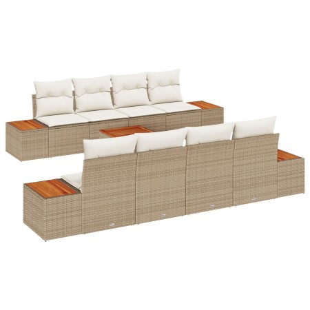 Juego de Sofás de Jardín de 9 Piezas con Cojines Beige Poliratán Acacia by , Outdoor sofas - Ref: Foro24-3348052, Price: 682,...