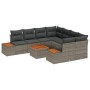 Juego de sofá de jardín de 9 piezas con cojines de poliratán gris y acacia von , Outdoor-Sofas - Ref: Foro24-3348055, Preis: ...