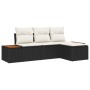 Conjunto de Sofá de Jardín de 4 Piezas con Cojines Negro Ratán Sintético Acacia von , Outdoor-Sofas - Ref: Foro24-3348058, Pr...