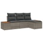 Juego de Sofá de Jardín de 4 Piezas con Cojines Gris Poliratán Acacia by , Outdoor sofas - Ref: Foro24-3348060, Price: 295,46...