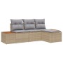 Set de sofá de jardín de 4 piezas con cojines beige de ratán sintético acacia by , Outdoor sofas - Ref: Foro24-3348061, Price...