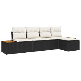Juego de Sofás de Jardín de 5 Piezas con Cojines Poliratán Negro Acacia by , Outdoor sofas - Ref: Foro24-3348063, Price: 329,...