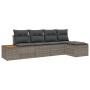 Juego de Sofá de Jardín de 5 Piezas con Cojines Gris Ratán Poli Acacia by , Outdoor sofas - Ref: Foro24-3348065, Price: 339,8...