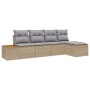 Juego de Sofá de Jardín de 5 Piezas con Cojines Beige de Poliratán Acacia by , Outdoor sofas - Ref: Foro24-3348066, Price: 34...