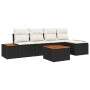 Juego de sofá de jardín de 6 piezas con cojines negros de poliratán acacia von , Outdoor-Sofas - Ref: Foro24-3348068, Preis: ...