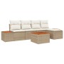 Juego de Sofá de Jardín de 6 Piezas con Cojines Beige Ratán Poliratán Acacia by , Outdoor sofas - Ref: Foro24-3348072, Price:...
